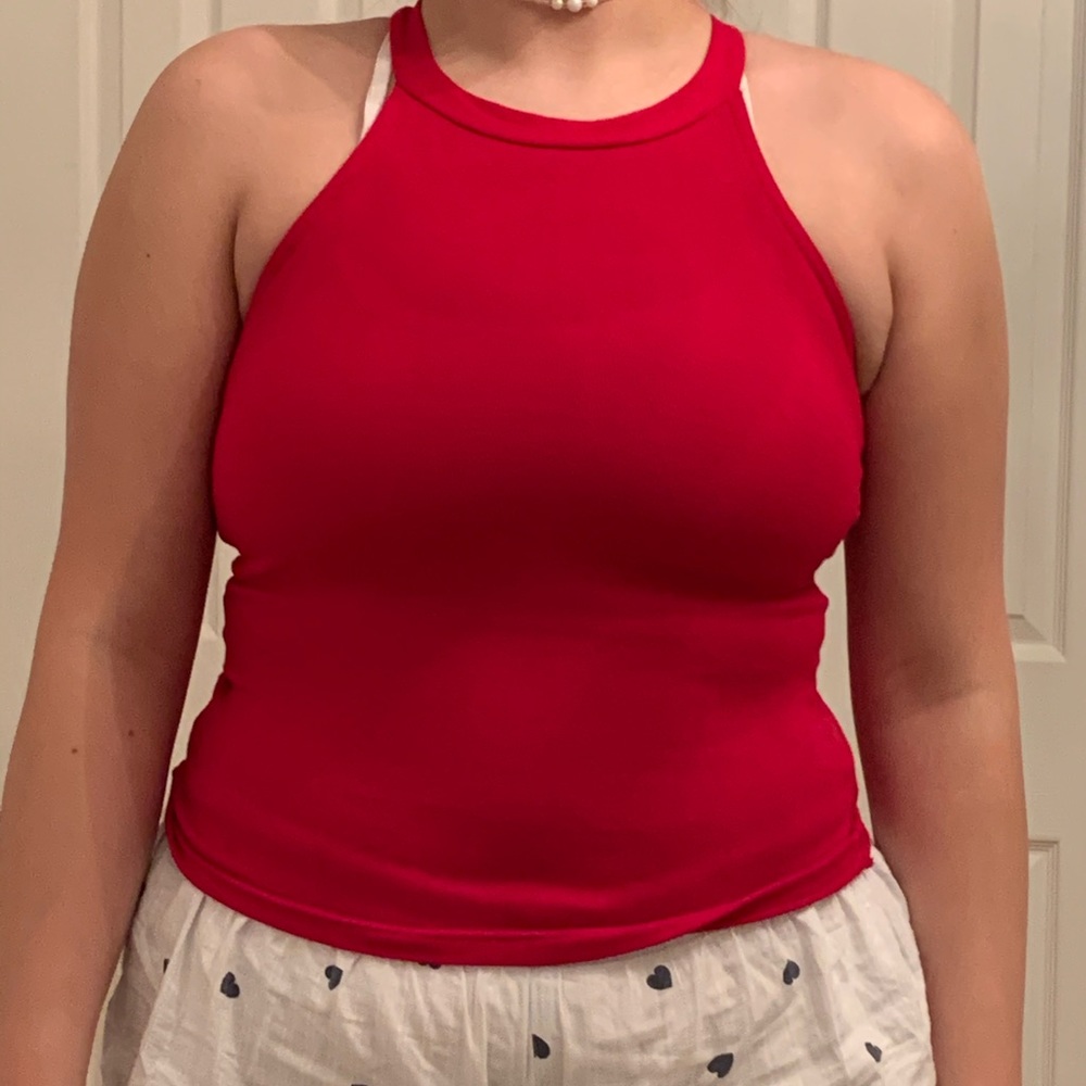 Red halter top